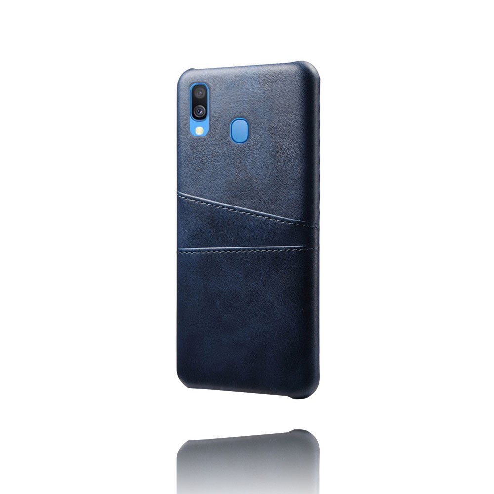 For Samsung Galaxy A40 PU Leather Coated PC Mobile Casing with Dual Card Slots - Dark Blue-3