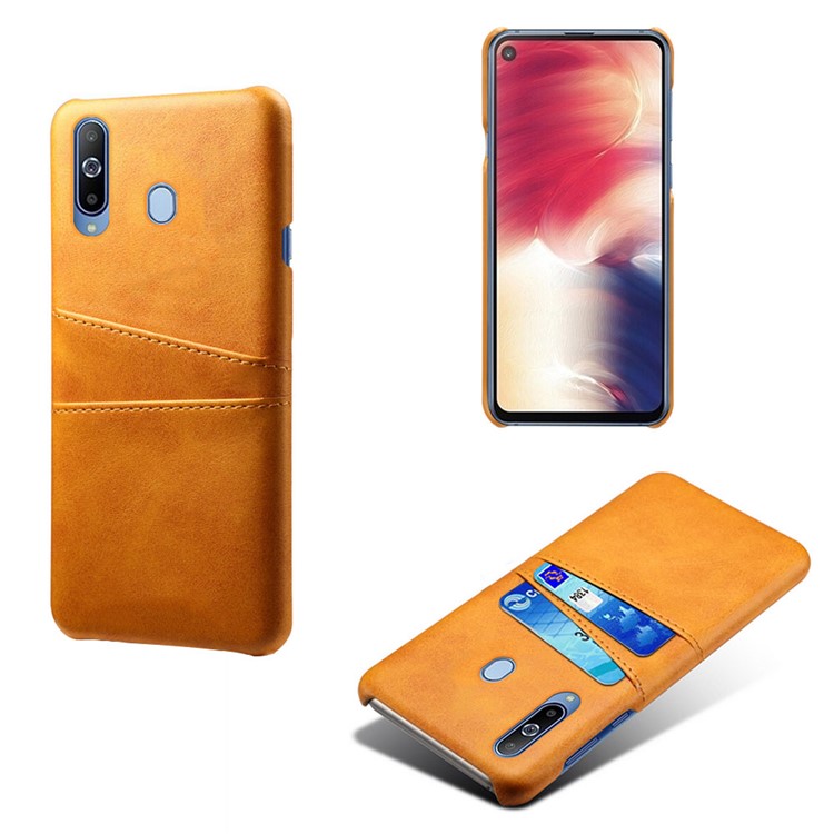 

Double Card Slots PU Leather Coated PC Case for Samsung Galaxy A60 - Orange, Galaxy A60
