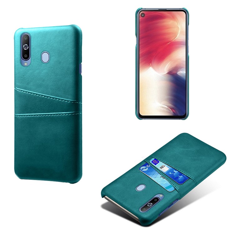 

Double Card Slots PU Leather Coated PC Case for Samsung Galaxy A60 - Baby Blue, Galaxy A60