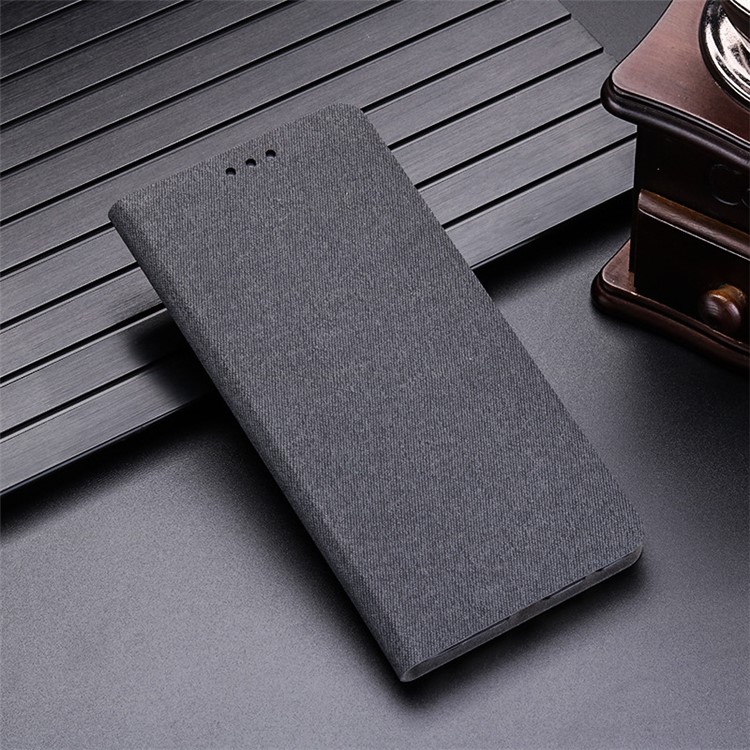 Cloth Texture Card Holder Stand Flip Leather Case for Samsung Galaxy A50 - Black-2