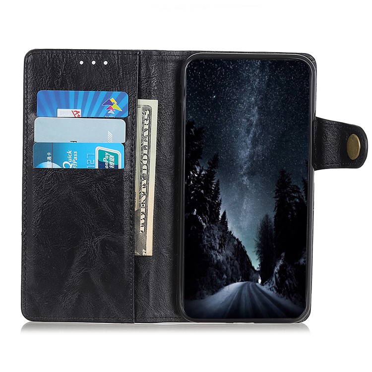 S Shape Crazy Horse Leather Stand  Wallet Phone Cover for Samsung Galaxy A20e - Black-9