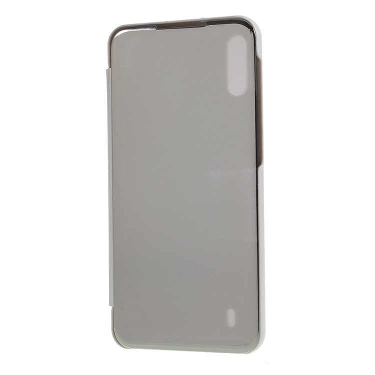 

View Window Plated Mirror Surface Leather Stand Cover for Samsung Galaxy M10 - Silver, Galaxy M10