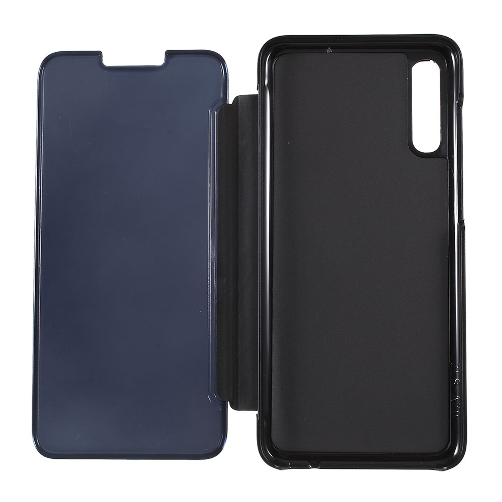 View Window Plated Mirror Surface Leather Stand Case for Samsung Galaxy A70 - Black-7