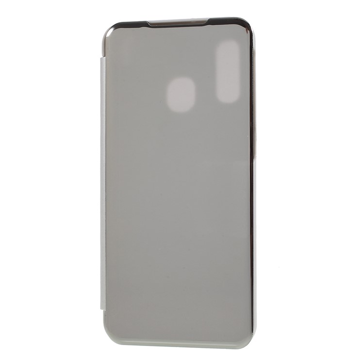 View Window Plated Mirror Surface Leather Stand Casing for Samsung Galaxy A40 - Silver-1