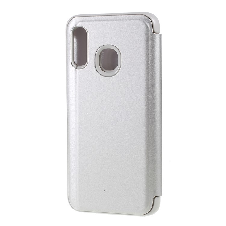 View Window Plated Mirror Surface Leather Stand Casing for Samsung Galaxy A40 - Silver-2