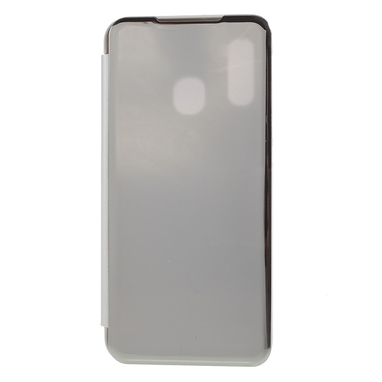 View Window Plated Mirror Surface Leather Stand Casing for Samsung Galaxy A40 - Silver-3
