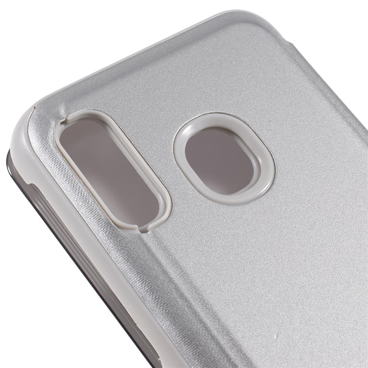 View Window Plated Mirror Surface Leather Stand Casing for Samsung Galaxy A40 - Silver-5