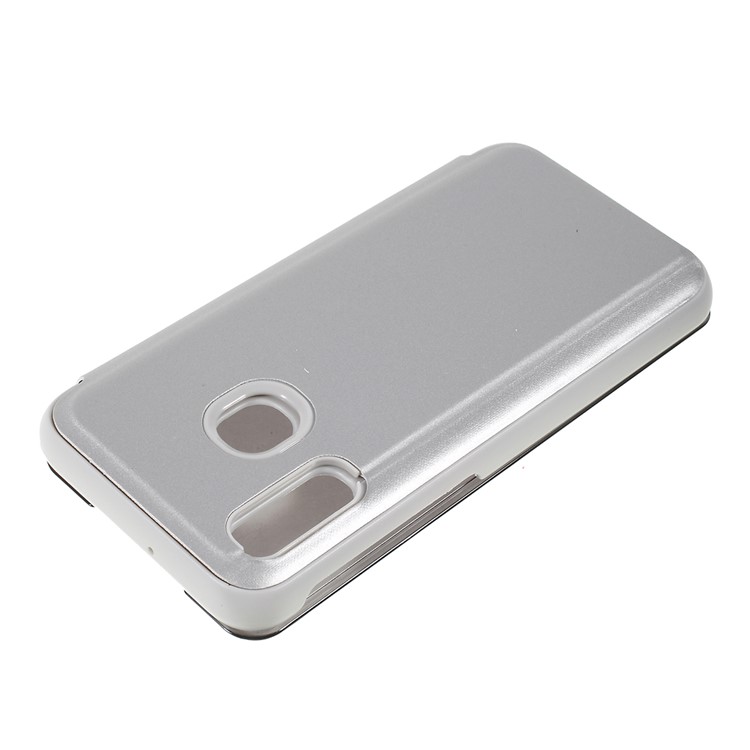 View Window Plated Mirror Surface Leather Stand Casing for Samsung Galaxy A40 - Silver-6