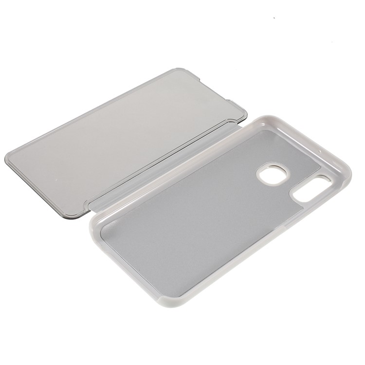 View Window Plated Mirror Surface Leather Stand Casing for Samsung Galaxy A40 - Silver-7