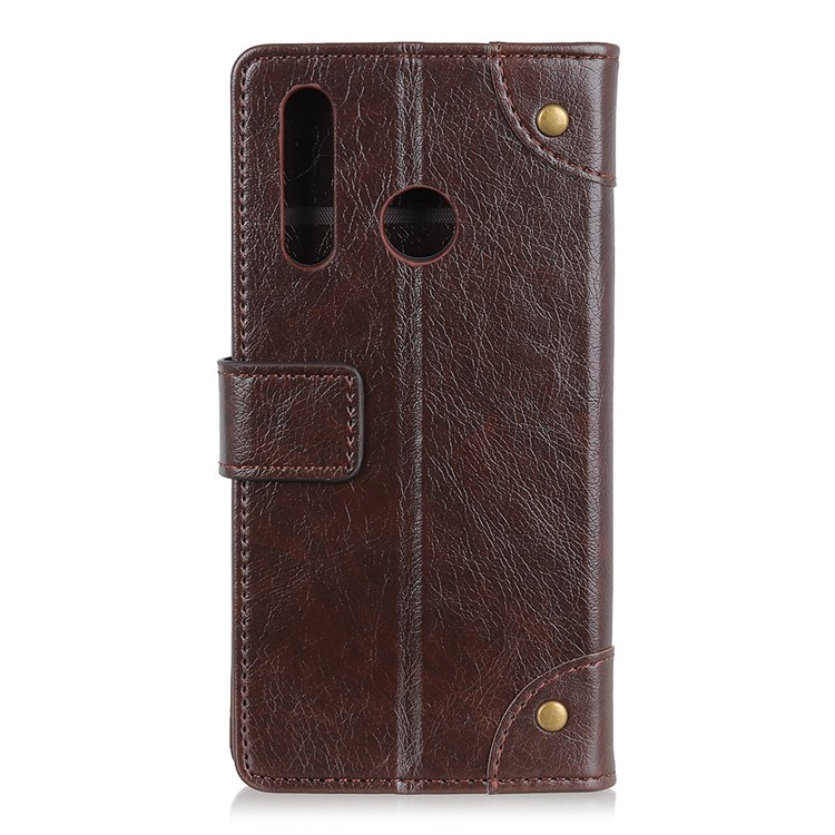 Nappa Texture Wallet Stand Leather Phone Cover for Samsung Galaxy A60 - Coffee-6