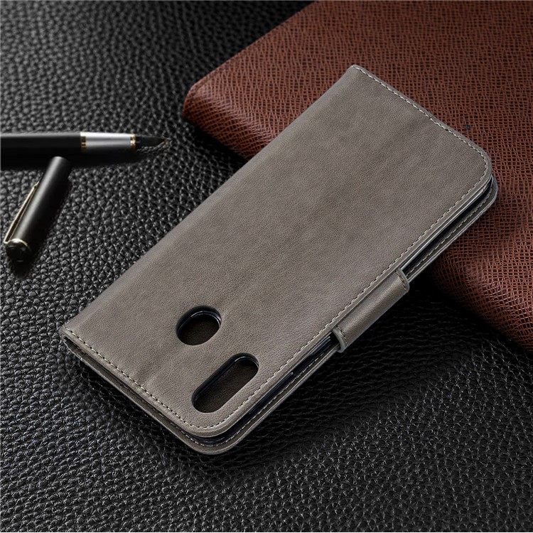 Imprint Butterfly Leather Wallet Phone Case Cover for Samsung Galaxy M20 - Grey-8