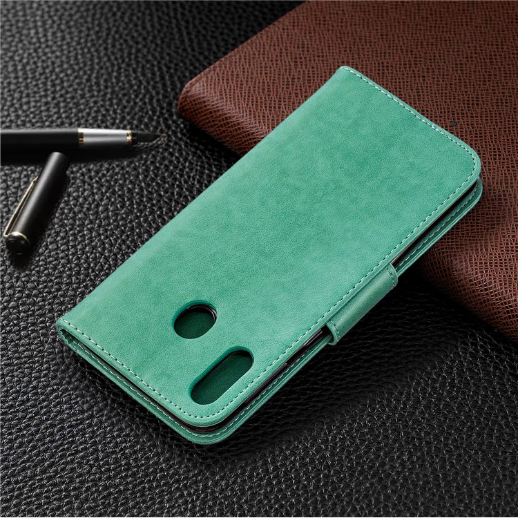 Impronta Pelle Farfalla Portafoglio Portafoglio copertura Per Samsung Galaxy M20 - Verde-8
