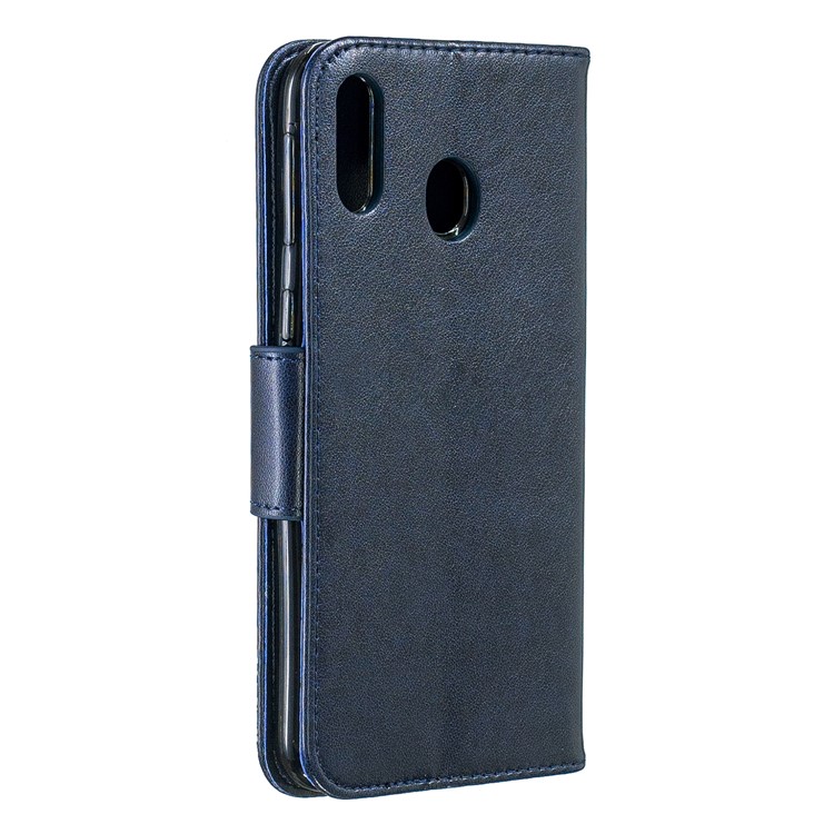 Imprint Butterfly Leather Wallet Phone Case Cover for Samsung Galaxy M20 - Blue-3