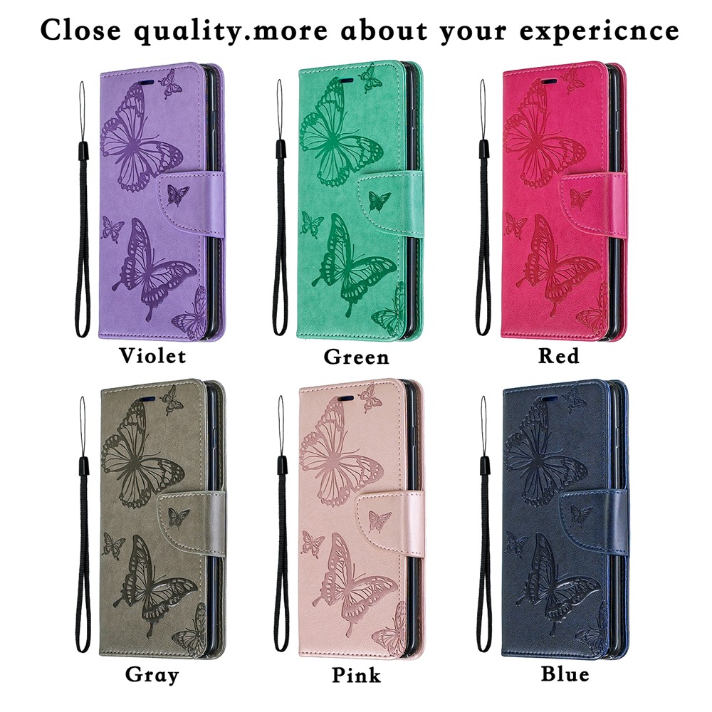 Imprint Butterfly Leather Wallet Phone Case for Samsung Galaxy S10 - Grey-9