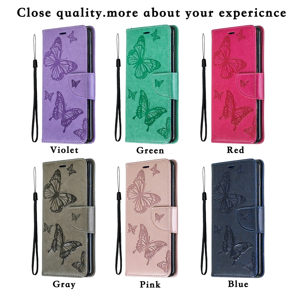 Imprint Butterfly Leather Cover Wallet Phone Case for Samsung Galaxy S10 Plus - Grey-9