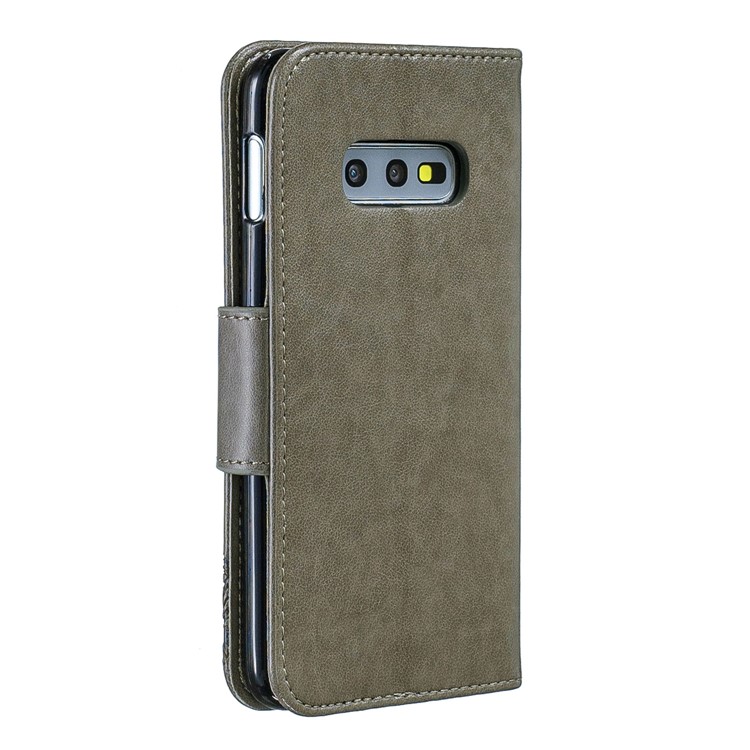 For Samsung Galaxy S10e PU Leather Imprint Butterflies Phone Case - Grey-3