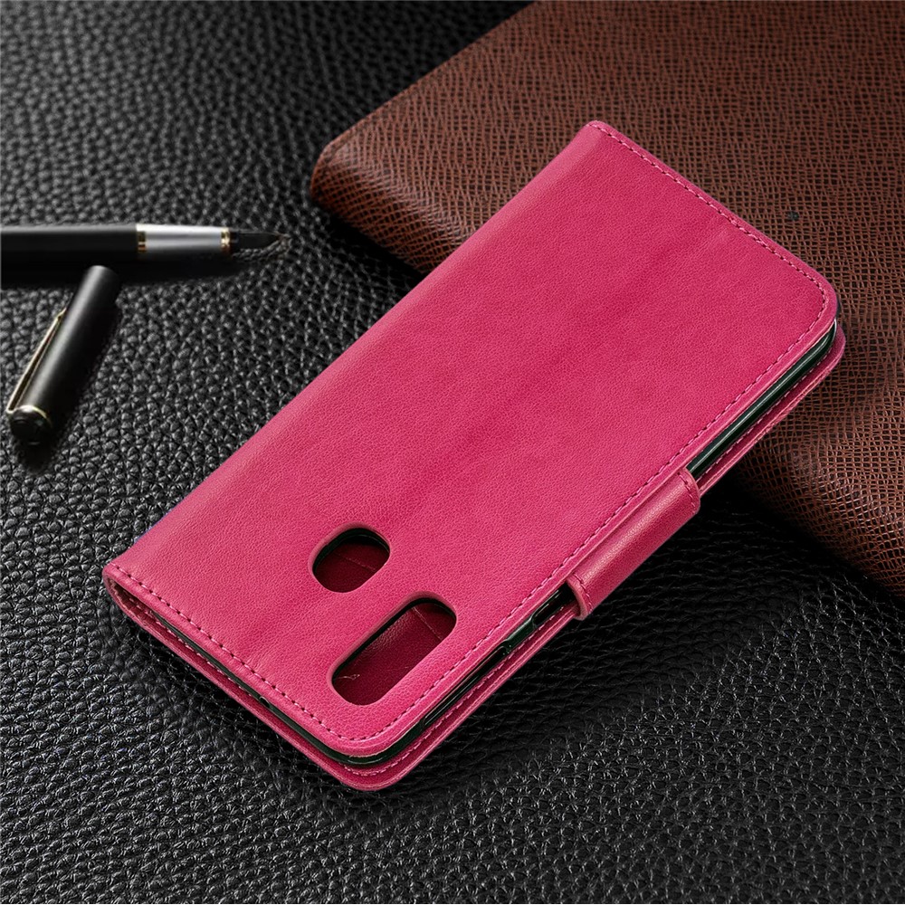 For Samsung Galaxy A40 PU Leather Imprint Butterflies Phone Case - Rose-8