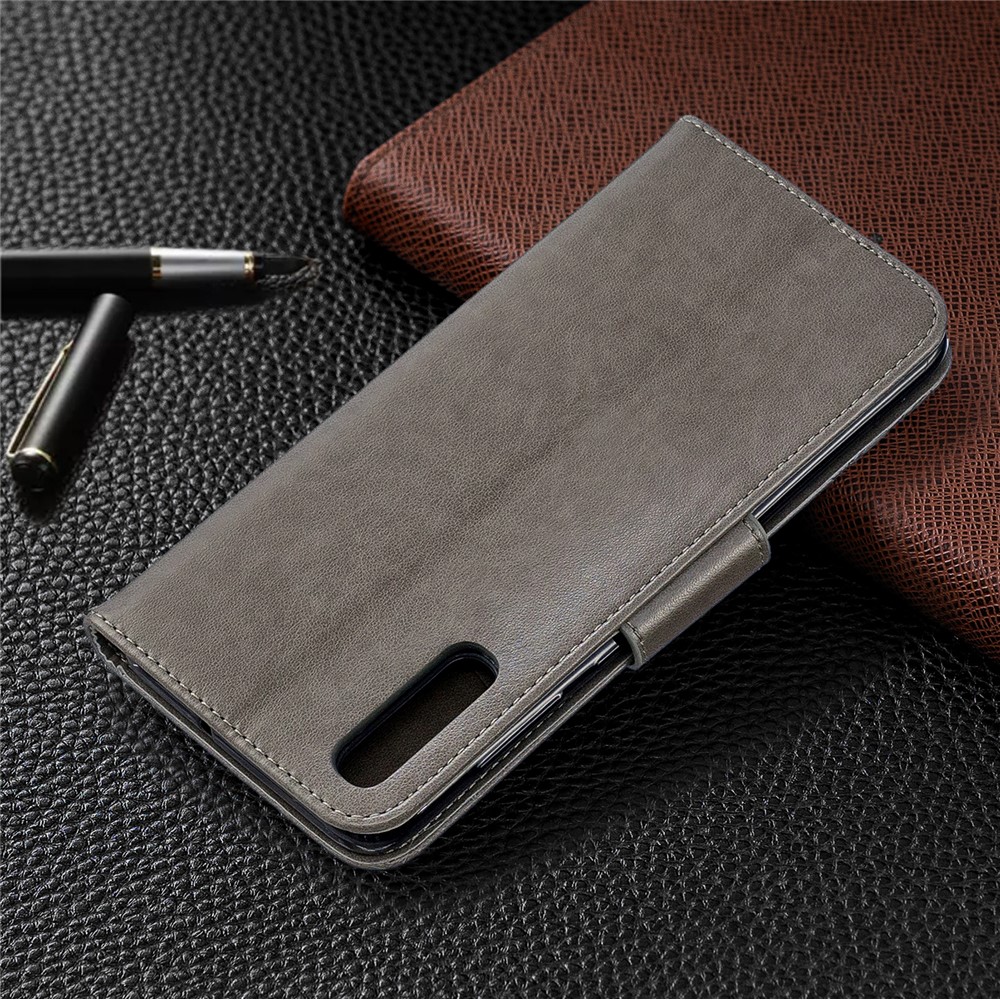 Para Samsung Galaxy A70 PU Impresión de Cuero Mariposas Case de Teléfono Caja de Teléfono de Mariposa - Gris