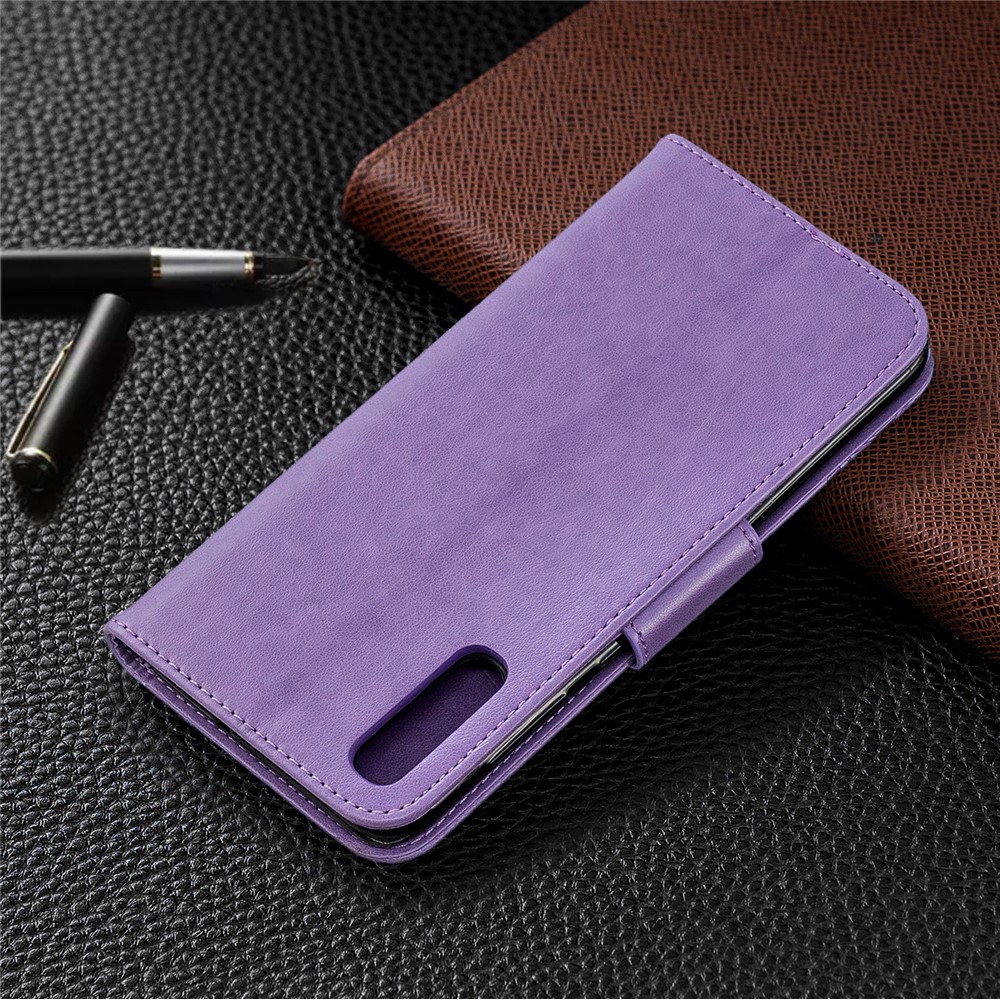 For Samsung Galaxy A70 PU Leather Imprint Butterflies Phone Case Butterflies Phone Case - Purple-8