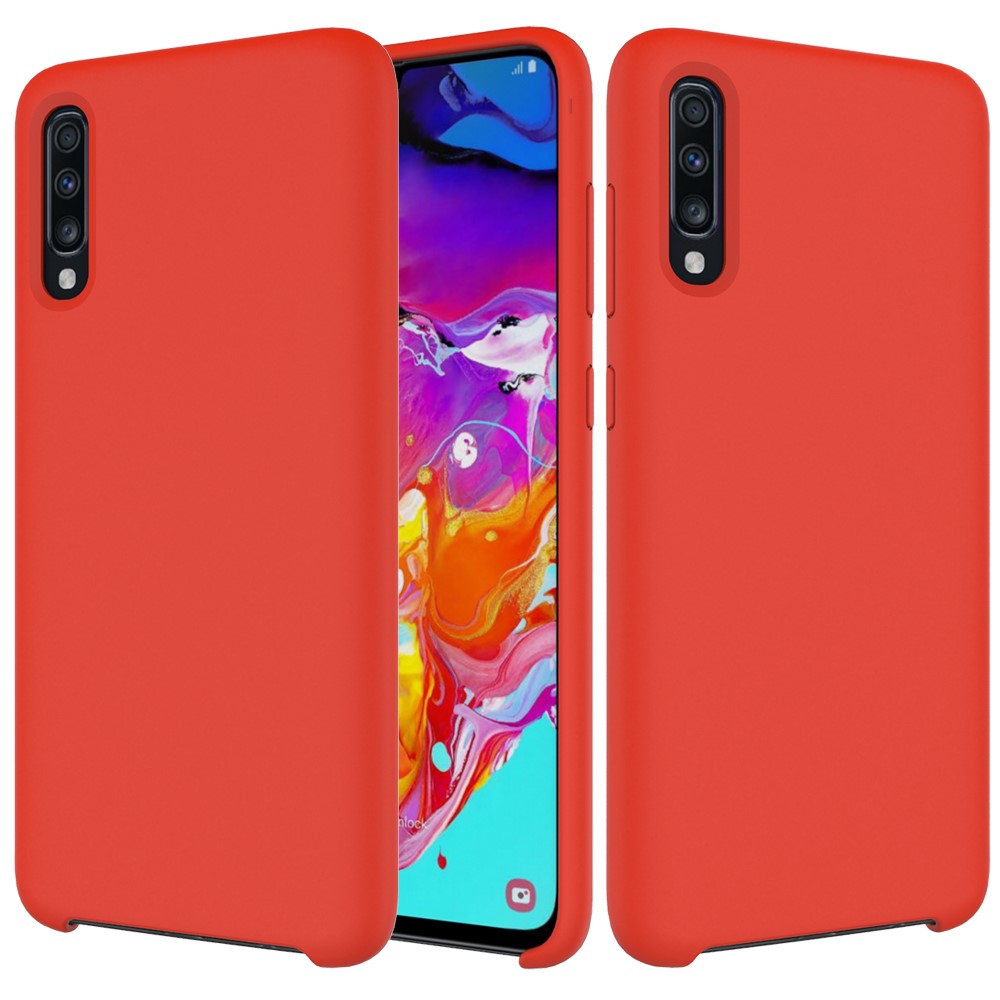 For Samsung Galaxy A70 Soft Liquid Silicone Back Protector Case Cover - Red-1