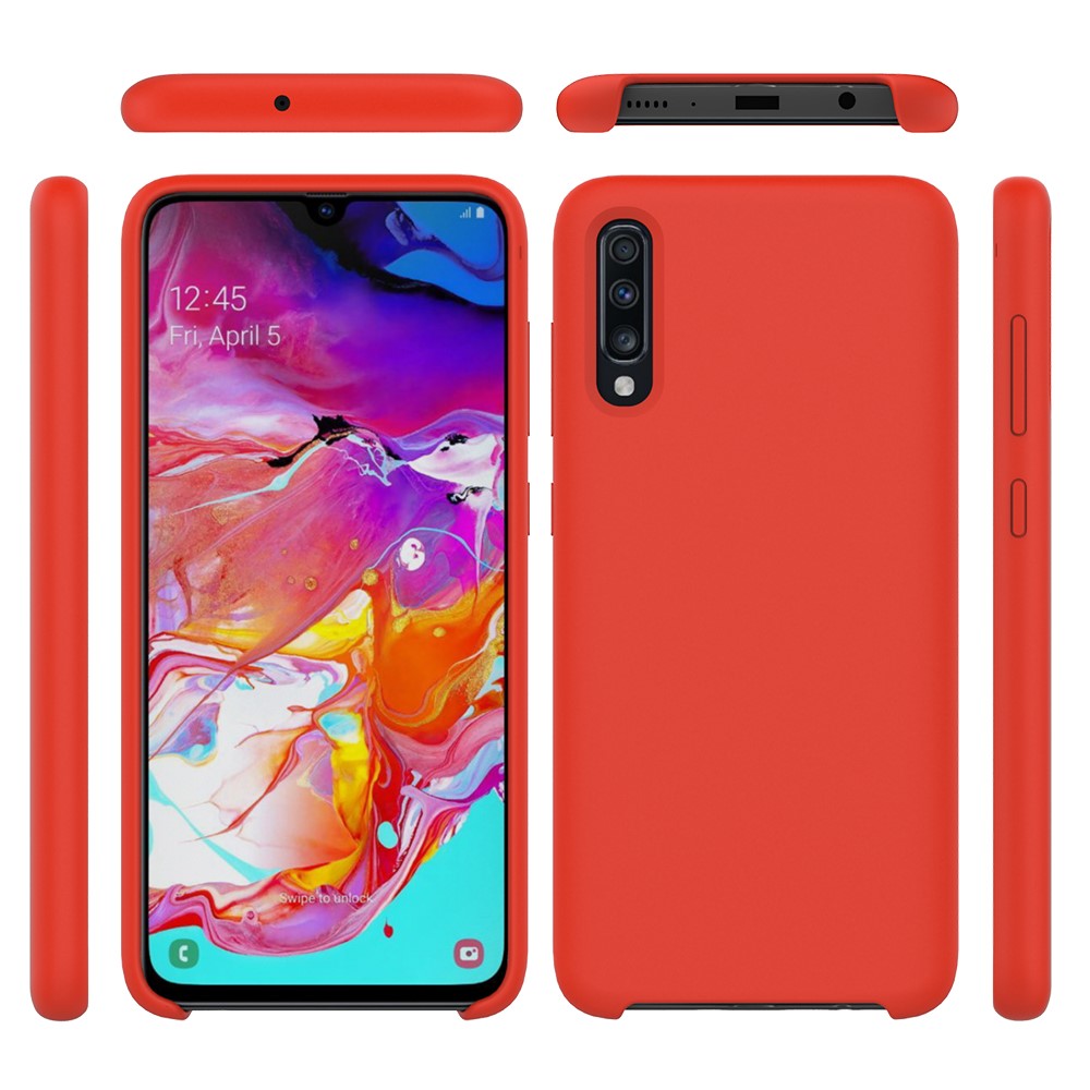For Samsung Galaxy A70 Soft Liquid Silicone Back Protector Case Cover - Red-2