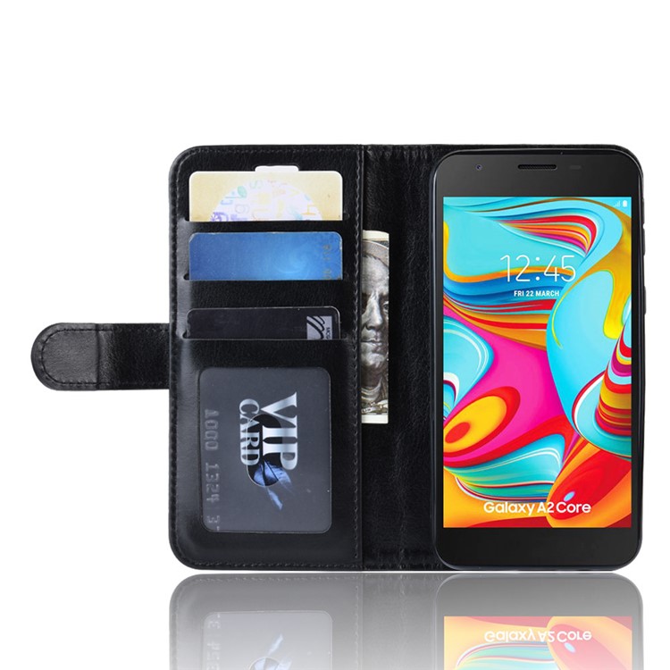 Crazy Horse PU Leather Stand Wallet Flip Case for Samsung Galaxy A2 Core - Black-6