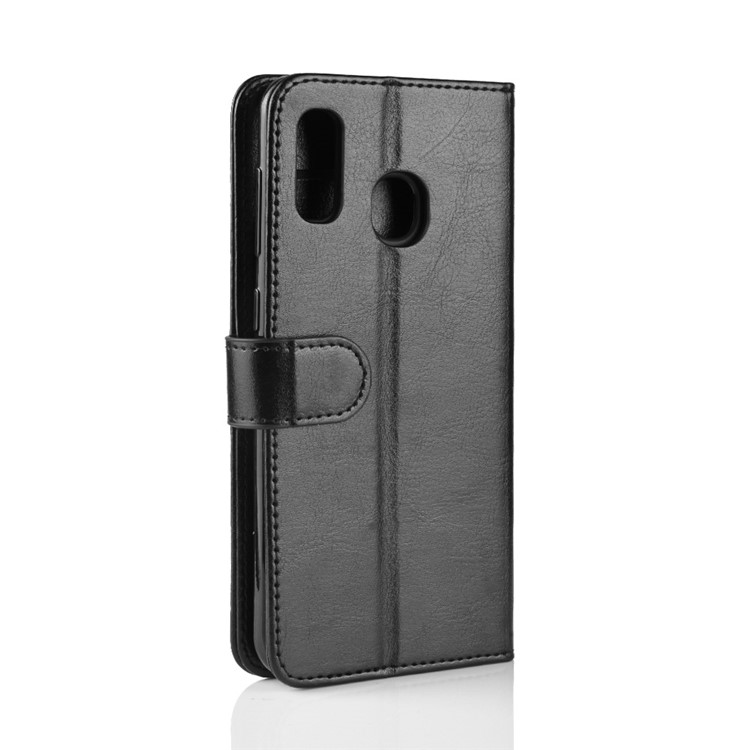 Crazy Horse PU Leather Stand Wallet Flip Case for Samsung Galaxy A20e - Black-3