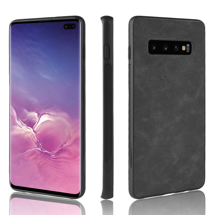 PU Leather Coated TPU Protective Phone Case for Samsung Galaxy S10 - Black-1