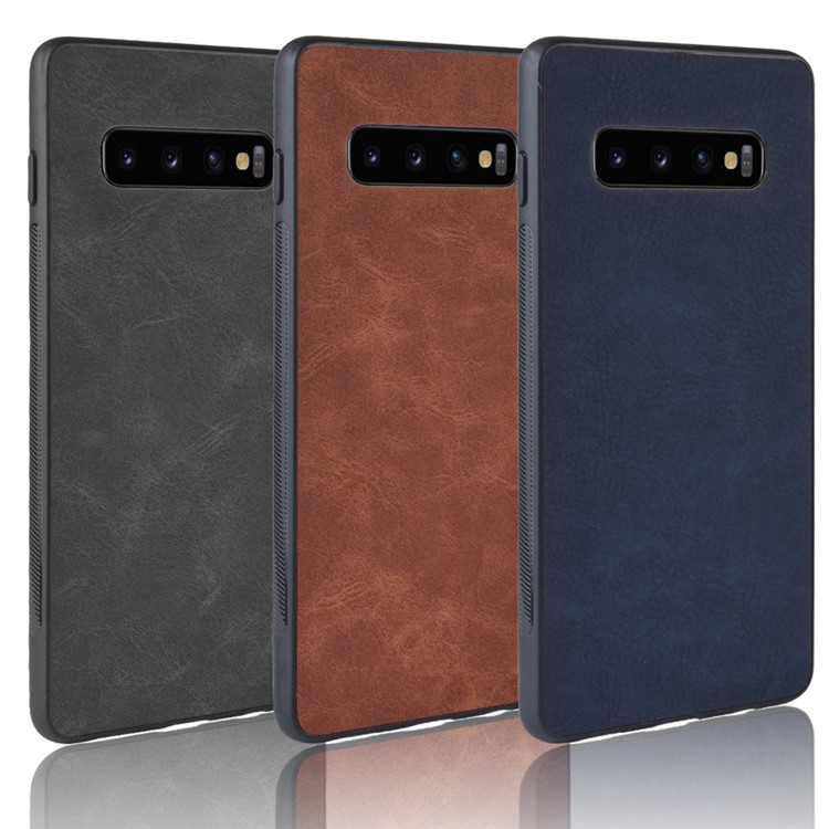 PU Leather Coated TPU Protective Phone Case for Samsung Galaxy S10 - Black-5