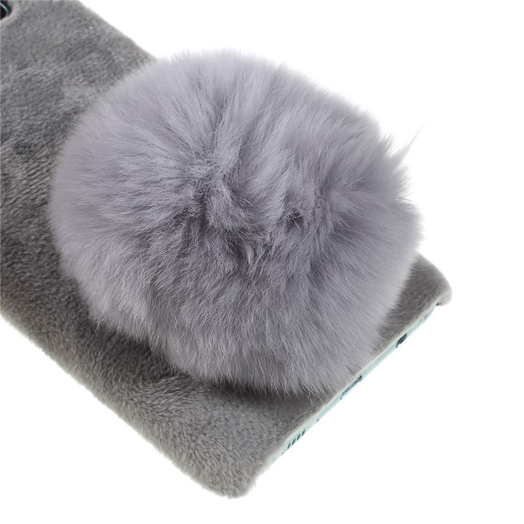 Rabbit Shape Rhinestone Decor Fluffy Fur Coated PC Mobile Phone Case for Samsung Galaxy S10 Plus-4