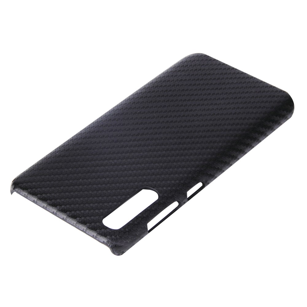 Caixa de PC de Couro PU Para Samsung Galaxy A70/a70s - Textura de Fibra de Carbono Preto