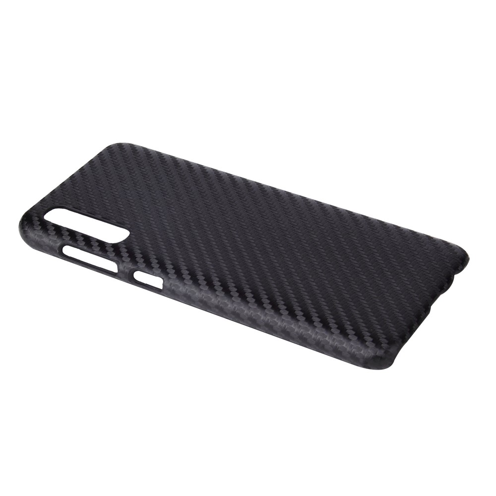 Caixa de PC de Couro PU Para Samsung Galaxy A70/a70s - Textura de Fibra de Carbono Preto