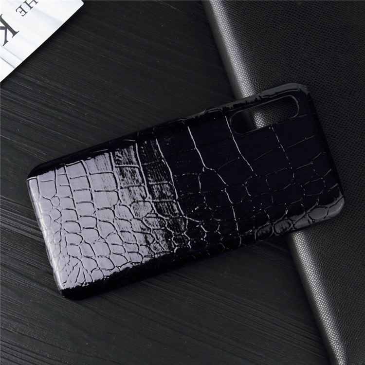PU Leather Coated Hard PC Case for Samsung Galaxy A70/A70s - Black Crocodile Texture-2