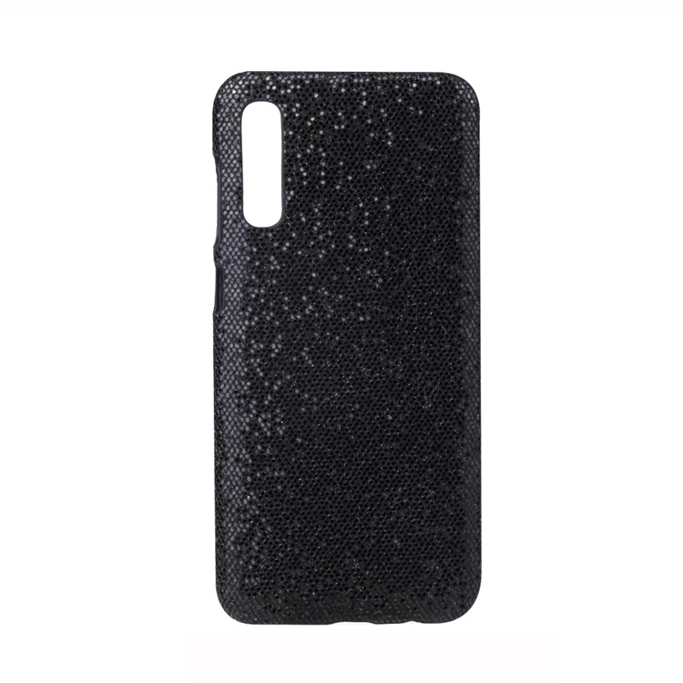 PU Leather Coated Hard PC Case for Samsung Galaxy A70/A70s - Black Glittery Sequins-1