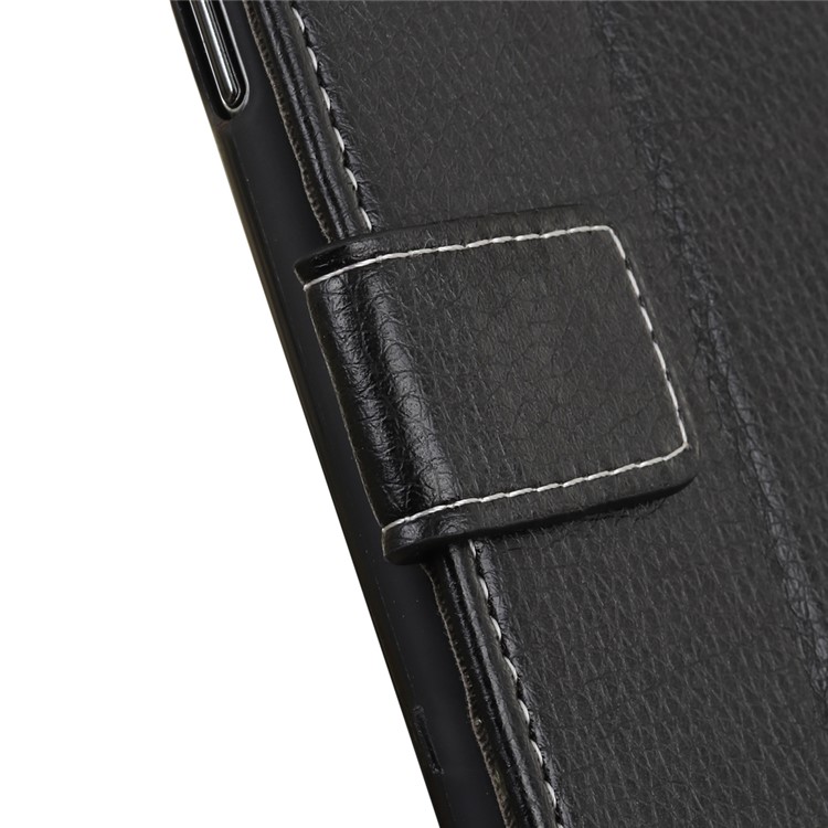 Litchi Grain Leather Cover with Wallet Stand for Samsung Galaxy A60 - Black-6