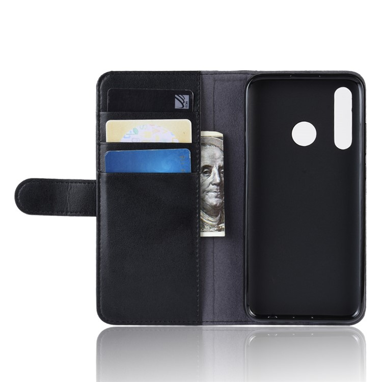 Genuine Split Leather Wallet Stand Protective Shell for Samsung Galaxy A60 - Black-5