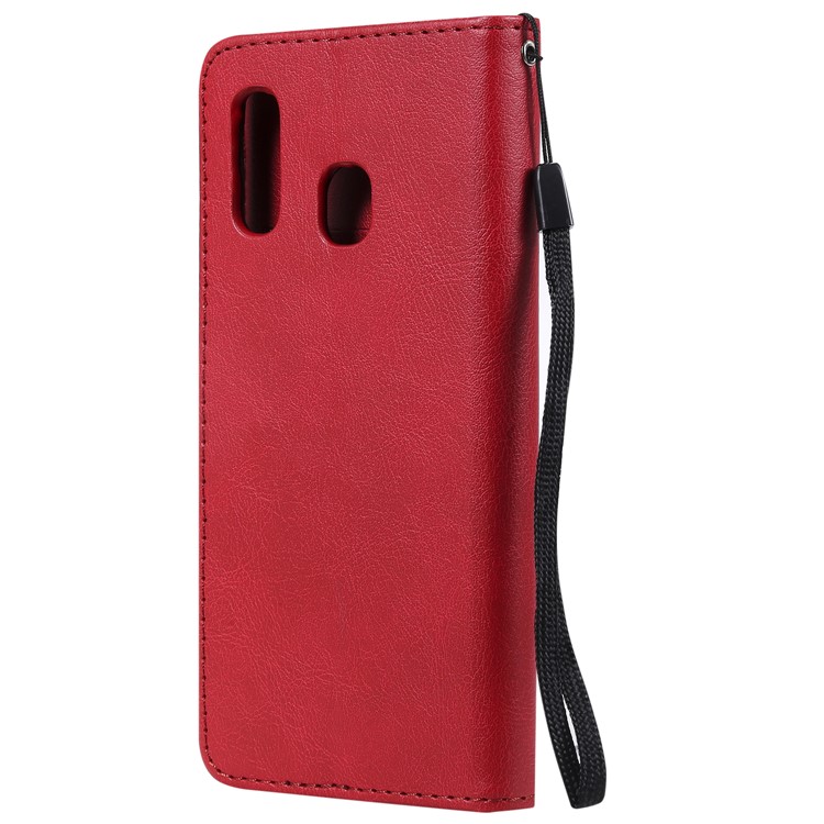 Caixa Destacável Magnética Do Suporte Do Couro Da Carteira 2 In-1 Para A Galáxia A40 De Samsung - Vermelho-3