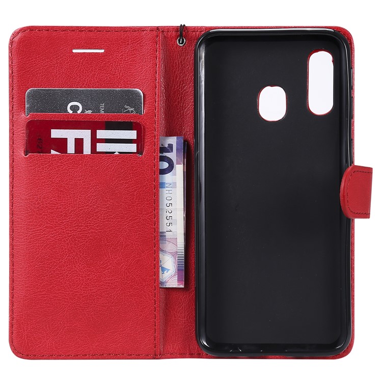 Caixa Destacável Magnética Do Suporte Do Couro Da Carteira 2 In-1 Para A Galáxia A40 De Samsung - Vermelho-4