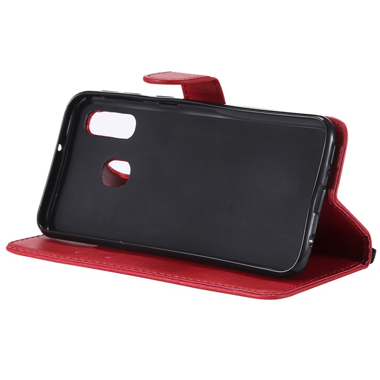 Caixa Destacável Magnética Do Suporte Do Couro Da Carteira 2 In-1 Para A Galáxia A40 De Samsung - Vermelho-7