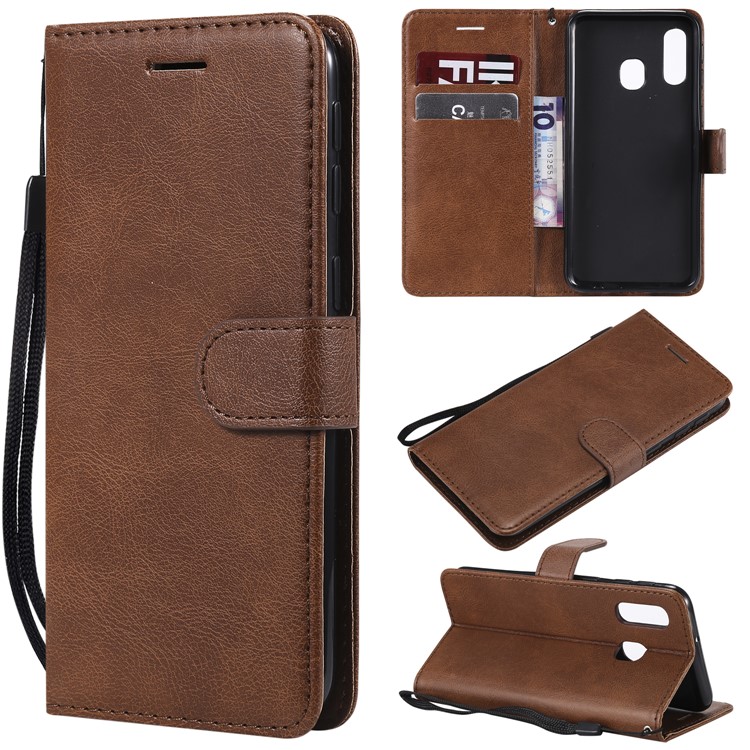 Magnetic Detachable 2-in-1 Wallet Leather Stand Case for Samsung Galaxy A40 - Brown-1