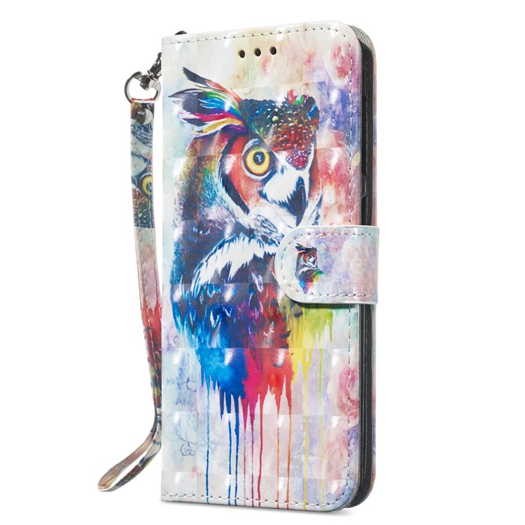 Light Spot Decor Patterned Leather Wallet Case for Samsung Galaxy M10/A10 - Colorized Owl-7