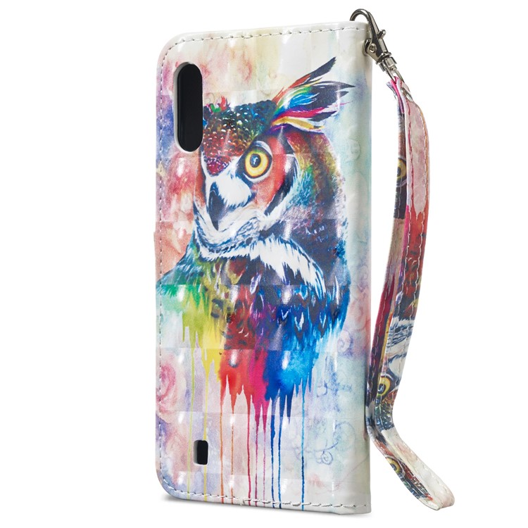 Light Spot Decor Patterned Leather Wallet Case for Samsung Galaxy M10/A10 - Colorized Owl-8