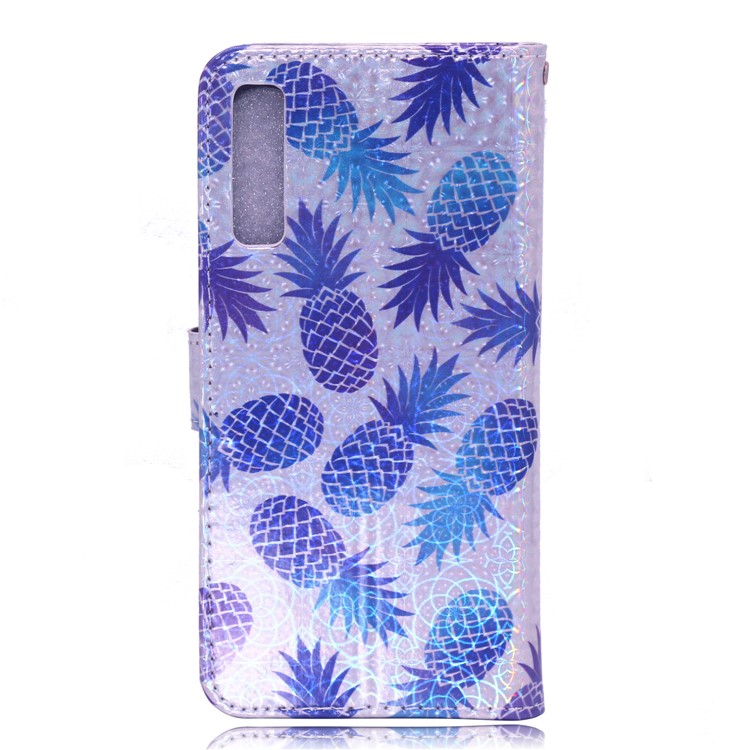 Laser Carving Pattern Printing Leather Wallet Case for Samsung Galaxy A7 (2018) A750 - Pineapple-3