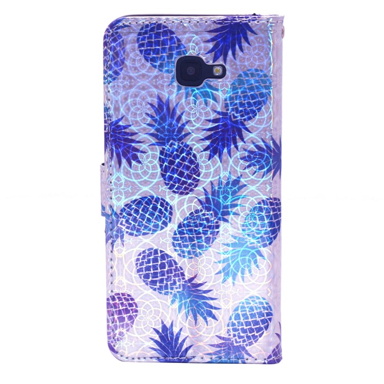 Laser Carving Pattern Printing Wallet Leather Case with Strap for Samsung Galaxy J4 Plus - Pineapple-3