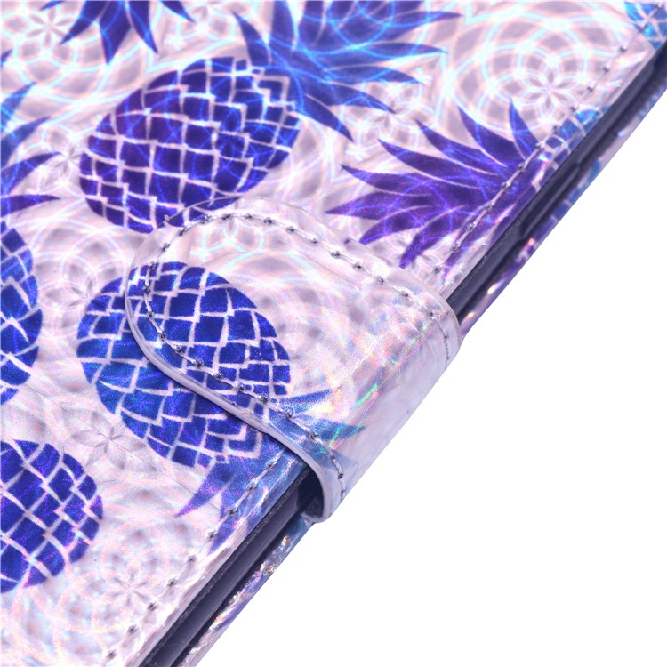 Laser Carving Pattern Printing Wallet Leather Case with Strap for Samsung Galaxy J4 Plus - Pineapple-5