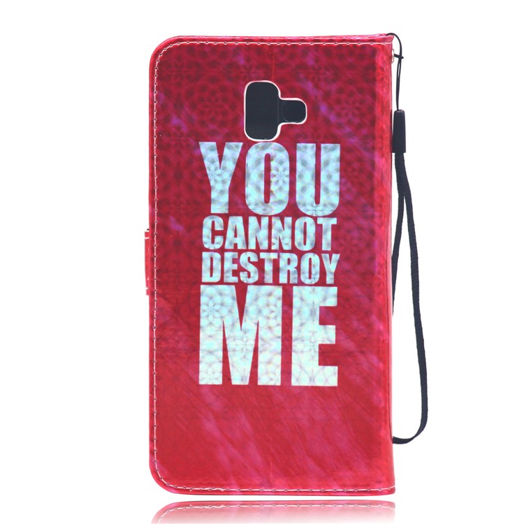 Laser Carving Pattern Printing Leather Wallet Case for Samsung Galaxy J6 Plus - You Can Not Destroy Me-3