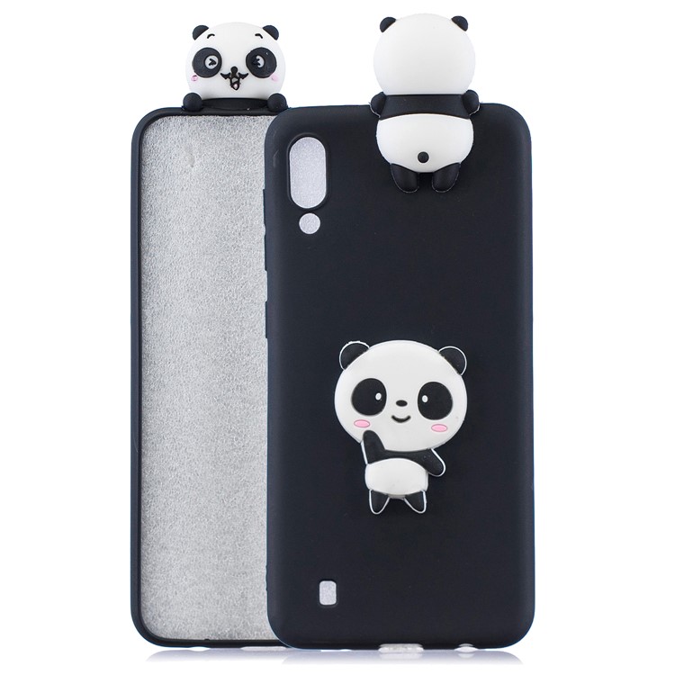 3D Cute Doll Pattern Printing TPU Case for Samsung Galaxy M10 - Black / Adorable Panda-1