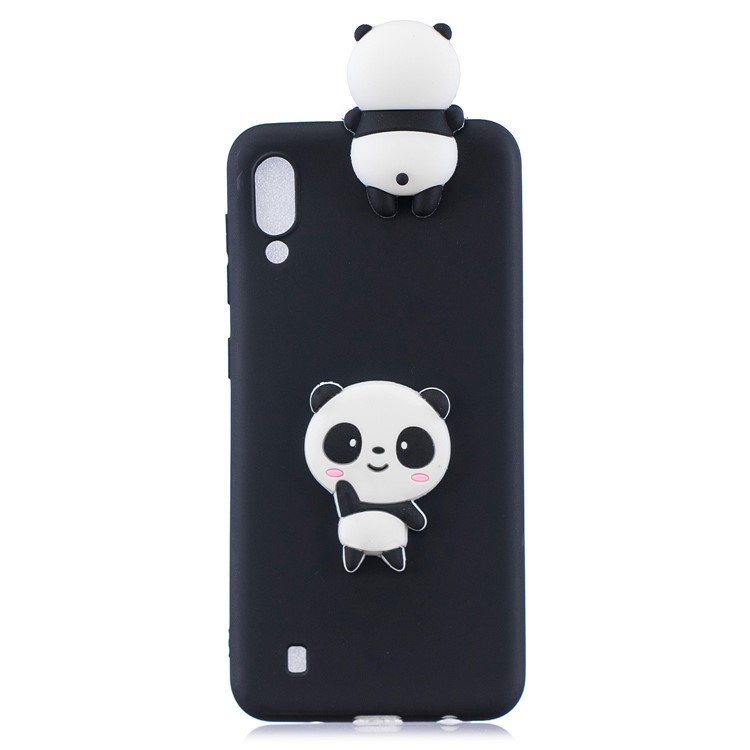 3D Cute Doll Pattern Printing TPU Case for Samsung Galaxy M10 - Black / Adorable Panda-2