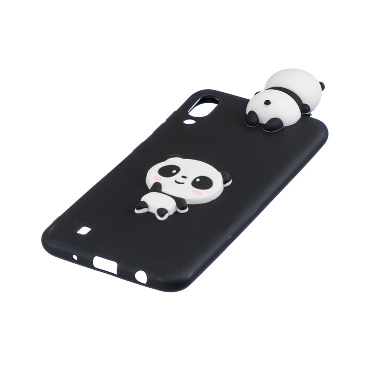 3D Cute Doll Pattern Printing TPU Case for Samsung Galaxy M10 - Black / Adorable Panda-4