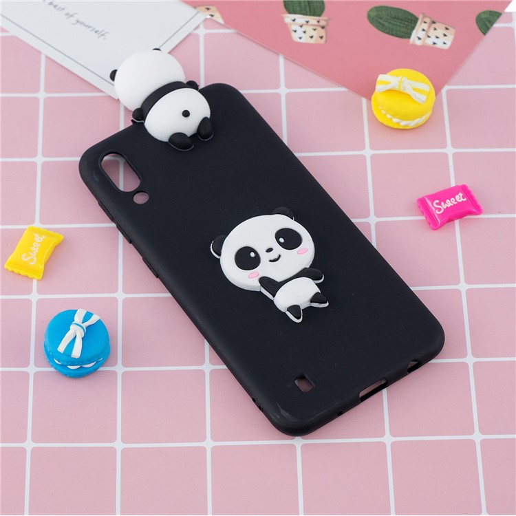 3D Cute Doll Pattern Printing TPU Case for Samsung Galaxy M10 - Black / Adorable Panda-6